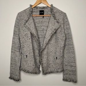 NIC+ZOE Gray Tweed Fringed Blazer Jacket